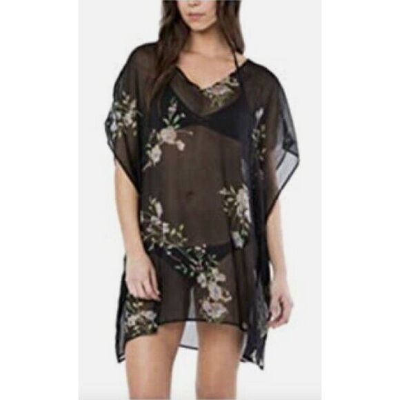 O'Neill Other - O'Neill Sheer Cover Up Black Floral Print Womens Size XS a551